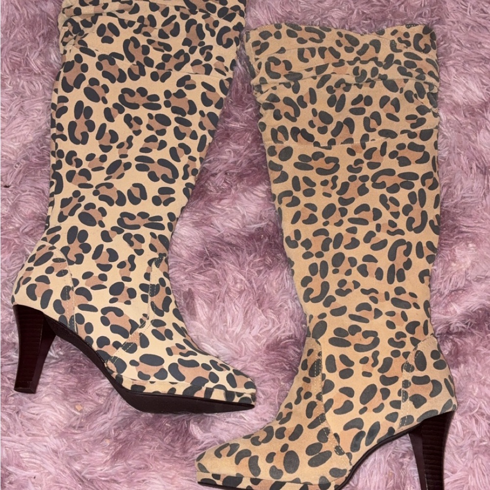 Hot in Hollywood Animal Print Over the Knee Boots